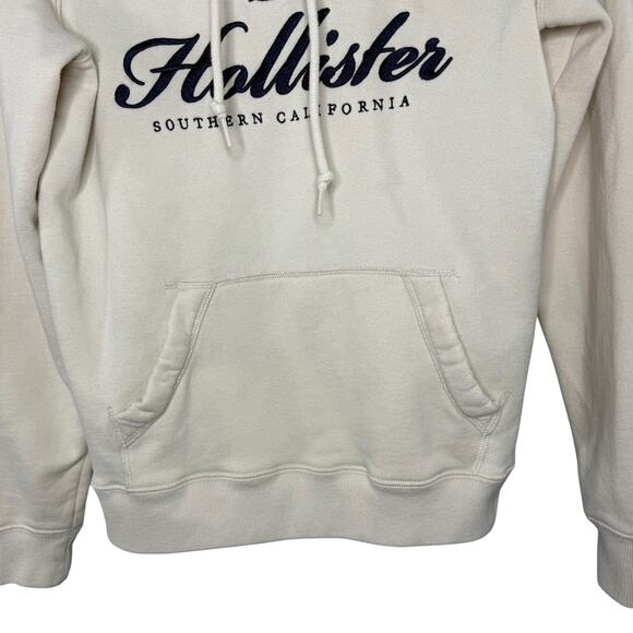 Hollister‎ Beige Logo Hoodie Sweatshirt Small Classic Y2K Preppy Cozy Pullover - Picture 6 of 9